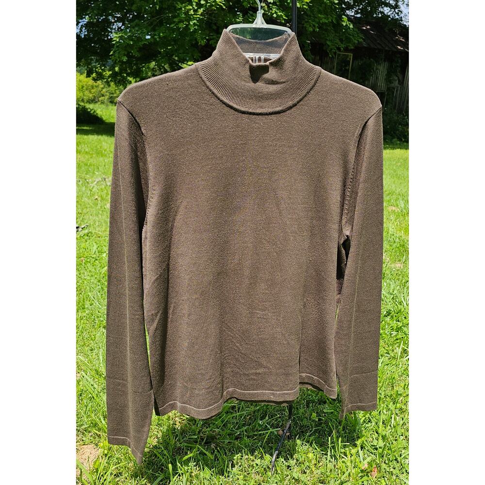 Vintage Yansi Fugel Olive Green Gray Pullover Quiet Luxury Corporate Siren Sz Lg